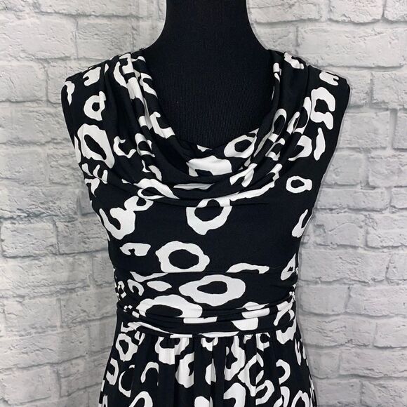 Valerie bertinelli fit & flare drape neck dress B&W woman sz 4 - Picture 5 of 10